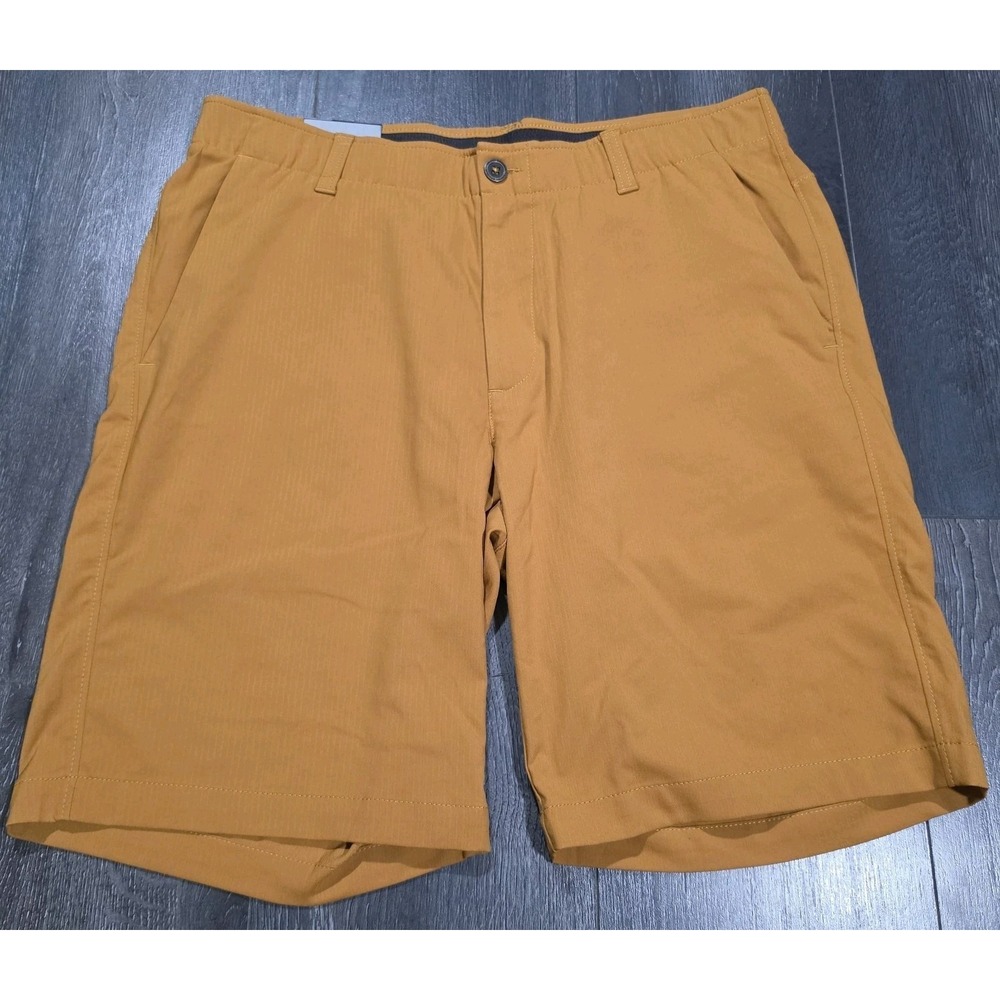 NWT Under Armour Heat Gear Showdown Golf Shorts Men 36 Gold Mustard Stretch